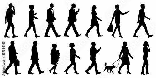 Silhouettes of people walking representing diverse movement and urban lifestyles