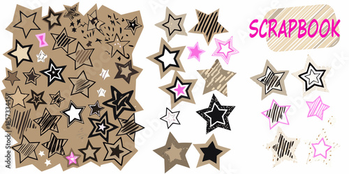 A colorful scrapbook background with various hand drawn stars and patterns