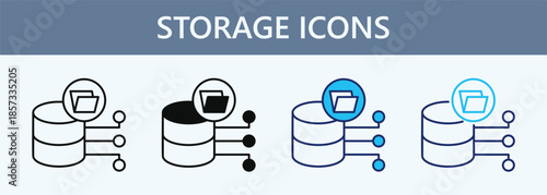 Storage Icon Set Multiple Style Collection