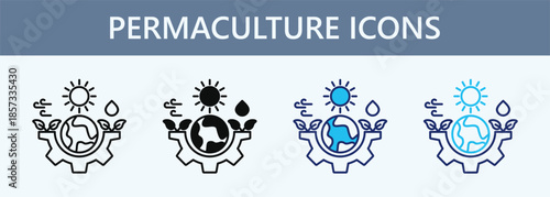 Permaculture Icon Set Multiple Style Collection