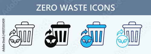 Zero Waste Icon Set Multiple Style Collection