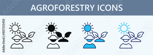 Agroforestry Icon Set Multiple Style Collection
