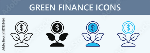 Green Finance Icon Set Multiple Style Collection