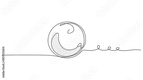 Minimalist line art of a wave and spiral on white background  