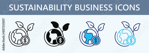 Sustainability Business Icon Set Multiple Style Collection