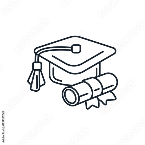 graduation cap icons minimalist flat style design. graduation cap  Vector illustration on white background