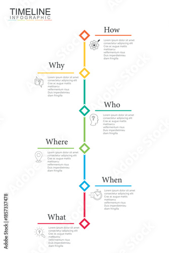 Infographic for business what, when, where, who, why, how, illustration vector.	