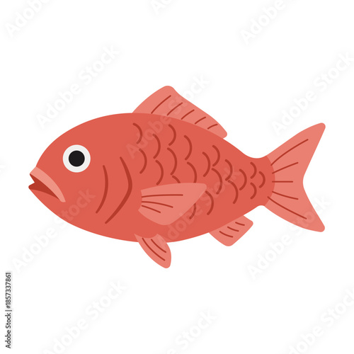 縁起の良い赤い鯛のイラストアイコン_お祝いや和食のデザインに