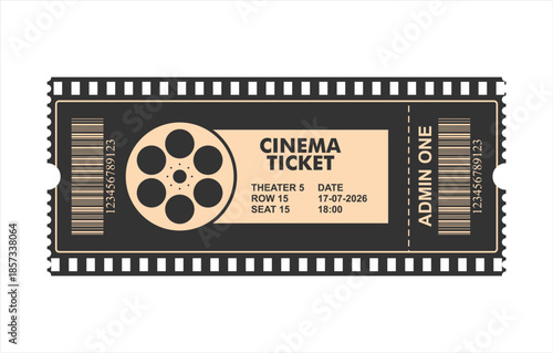 cinema movie ticket design template modern. entry pass vector illustration