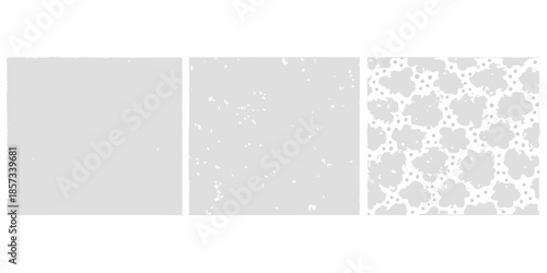 Three grayscale panels depicting increasing density of white speckled patterns