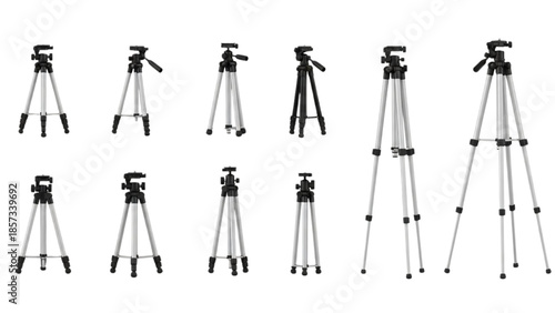 Set of Adjustable Camera Tripods for Photography Equipment Studio and Outdoor Use