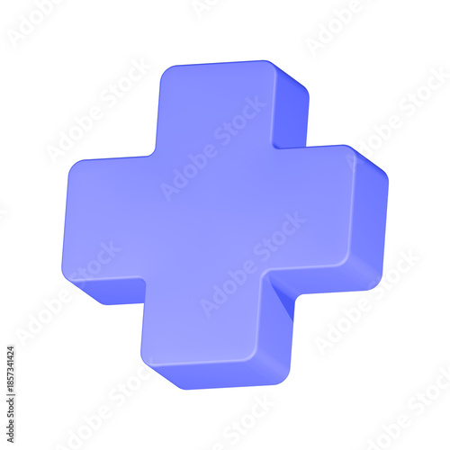 plus mark icon 3d render blue color