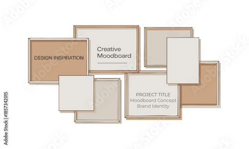 Minimal Moodboard Photo Collage Template With Abstract Frames Vector illustration, easily editable. 