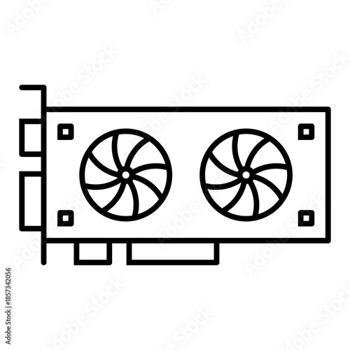 dual fan gpu line icon with editable stroke