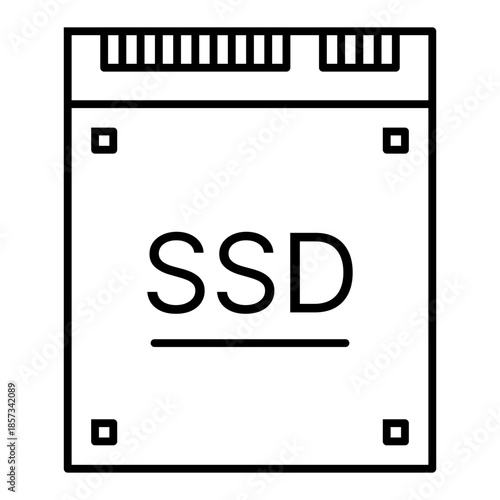 sata ssd line icon with editable stroke