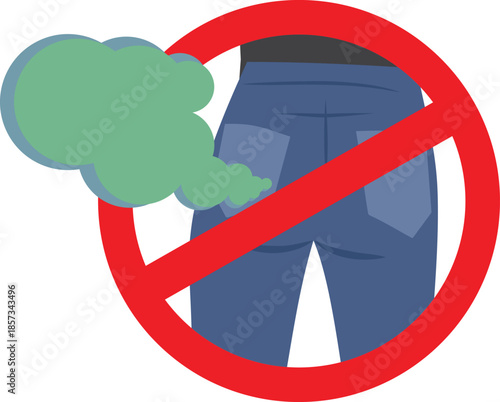 No Farting Warning Alert Sign Concept Design. Unacceptable public behavior being restricted with an icon awareness symbol 

