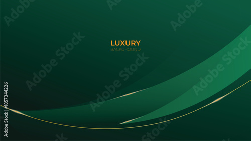 Abstract Luxury Green Background with Elegant Shiny Golden Lines, Geometric Layers, and Premium Modern Design