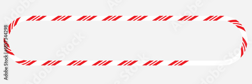 Red striped border empty banner frame. Minimal graphic of a white rounded with red diagonal striped border, suitable for labels, banners, holiday designs, or warning style frames.

