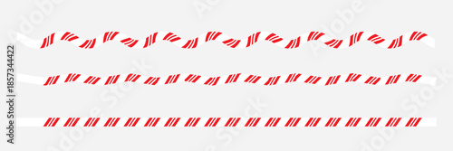 Red striped border empty banner frame. Minimal graphic of a white rounded with red diagonal striped border, suitable for labels, banners, holiday designs, or warning style frames.

