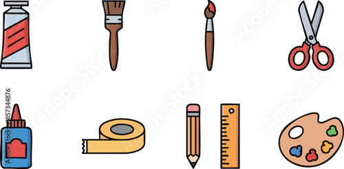 Assorted Art Supplies and Stationery Items.