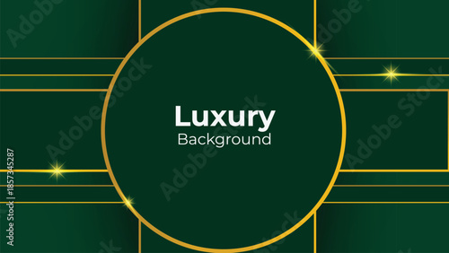 Abstract Luxury Green Background with Elegant Shiny Golden Lines, Geometric Layers, and Premium Modern Design