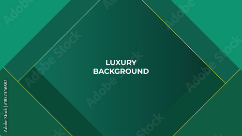 Abstract Luxury Green Background with Elegant Shiny Golden Lines, Geometric Layers, and Premium Modern Design