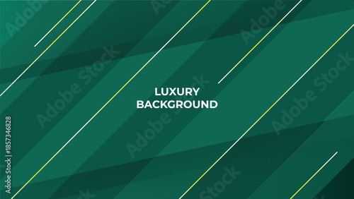 Abstract Luxury Green Background with Elegant Shiny Golden Lines, Geometric Layers, and Premium Modern Design
