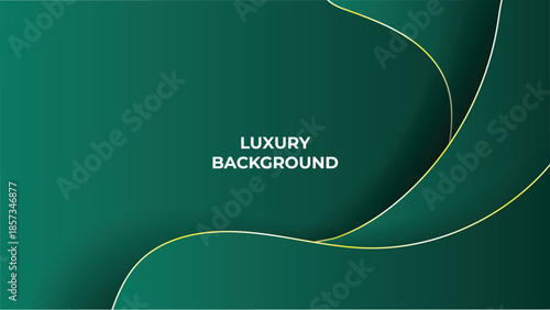 Abstract Luxury Green Background with Elegant Shiny Golden Lines, Geometric Layers, and Premium Modern Design
