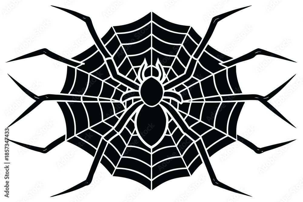 Obraz premium spider with web vector icon silhouette