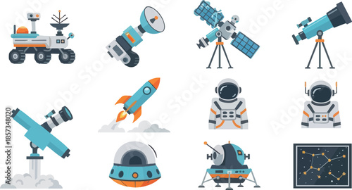 Collection of Space Exploration Equipment and Vehicles.