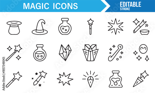 Magical ritual and enchantment UI line icons