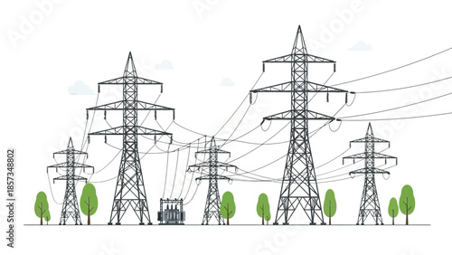 Electricity Pylons and Power Transmission Towers.