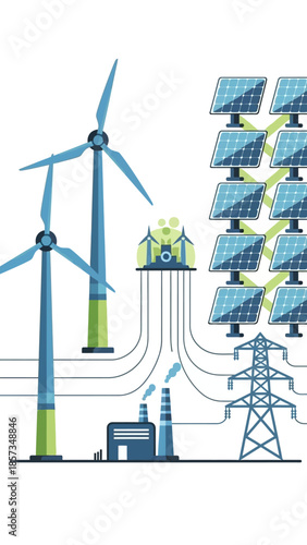 Renewable Energy Sources Wind Turbines Solar Panels.