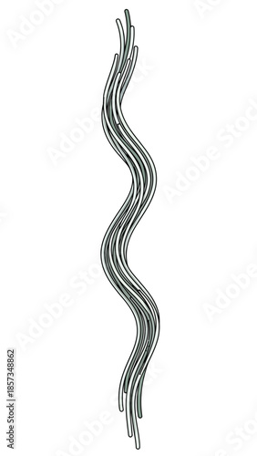 Silver Wavy Metal Strip or Rod Closeup.