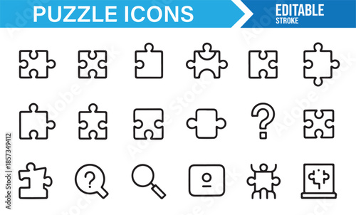 Teamwork and problem solving UI line icons