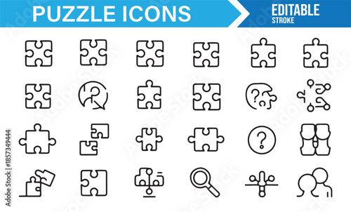 Brainstorming and logical thinking outline icons set