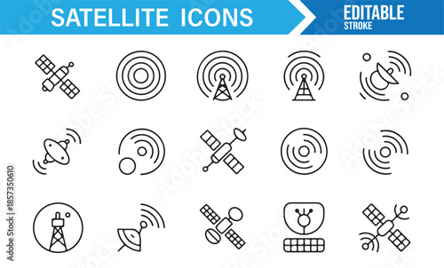 Global satellite network and antenna line symbols