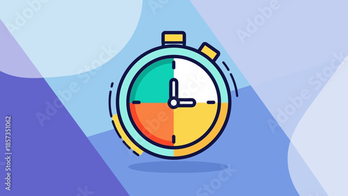Colorful Stopwatch in Abstract Geometric Background.