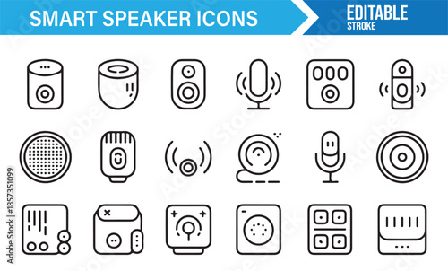 Voice controlled smart speaker minimal icon set