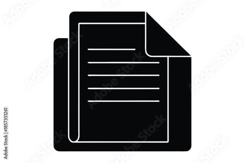 black paper document with folded corner clip art preview