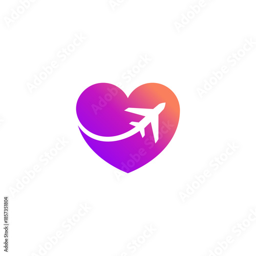 Love Air travel logo icon design with airplane element for travel agency, transport, logistics delivery logo