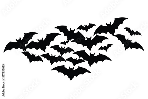 bat swarm vector icon silhouette
