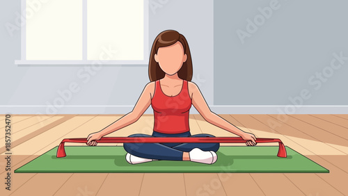 Calm Home Yoga Practice With Fitness Bar.