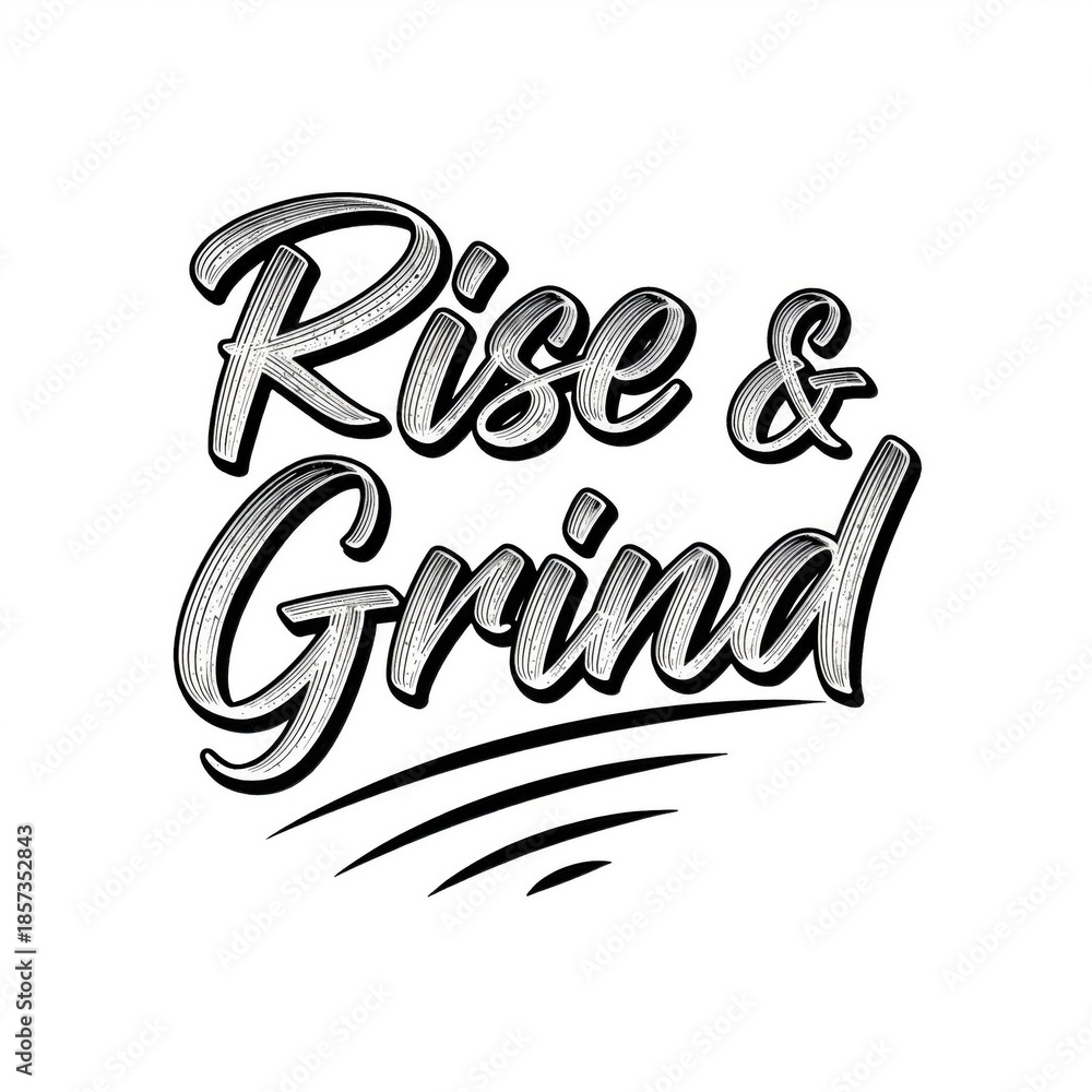 Fototapeta premium “Rise & Grind” Energetic Brush Script