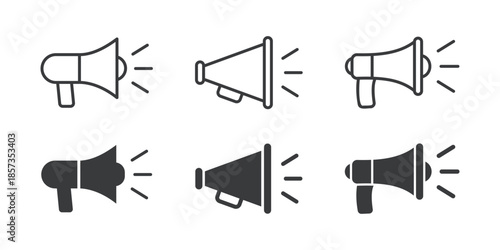 Megaphone icon. Loudspeaker vector set. Loudspeaker megaphone icon set. Electric megaphone with sound or marketing advertising.