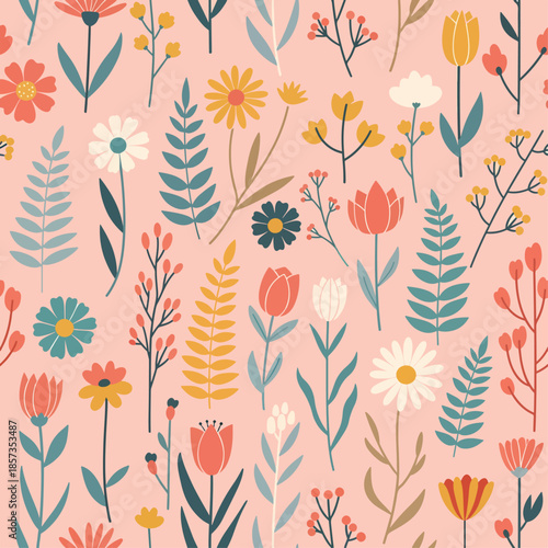 Amazing abstract floral seamless pattern. Vector illustration