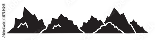 Stylized mountain range silhouette with jagged peaks and sharp edges creating a dramatic and abstract natural landscape illustration.