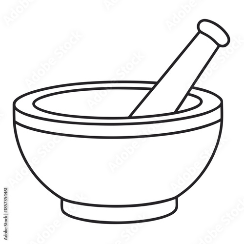 Mortar and Pestle: A classic mortar and pestle sits, hinting at culinary creativity and the art of traditional grinding. This image encapsulates the essence of culinary tool.