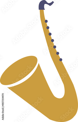 Golden Yellow Saxophone Simple Illustration Drawing
