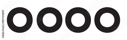 Four black circles arranged in a horizontal row create a minimalist and modern graphic design element suitable for various digital and print applications.